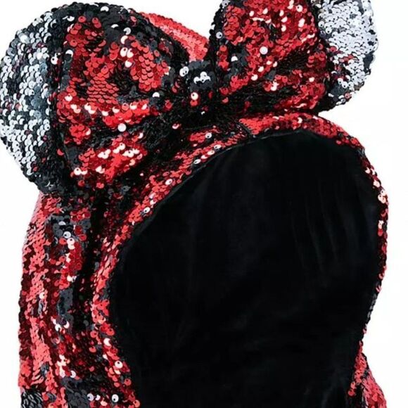 Disney Sequin Ears Throw Blanket Minnie Mouse Reversible Wearable Bling Bow Hood - Picture 6 of 6